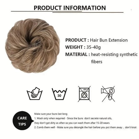 Bun Messy Hair Pieces Extensions Curly Synthetic Updo Lightest Brown Blended - Picture 3 of 11